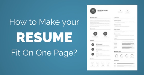 how to make resume fit on one page