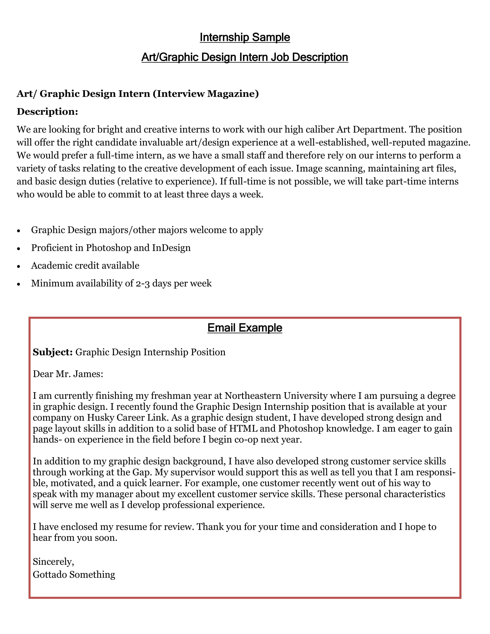 internship cover letter examples