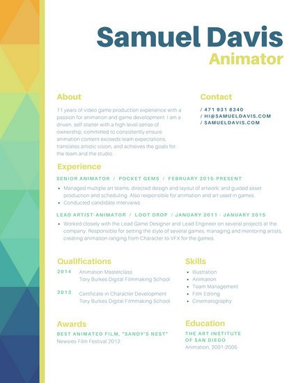 animated resume