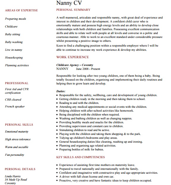 babysitting resume example