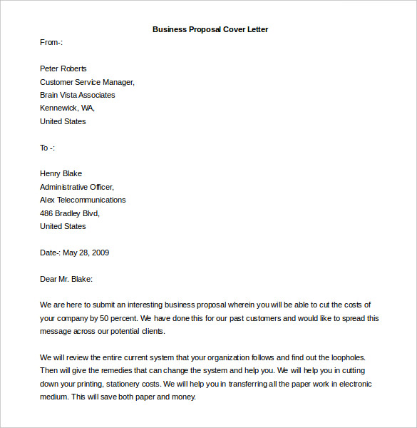 business proposal cover letter