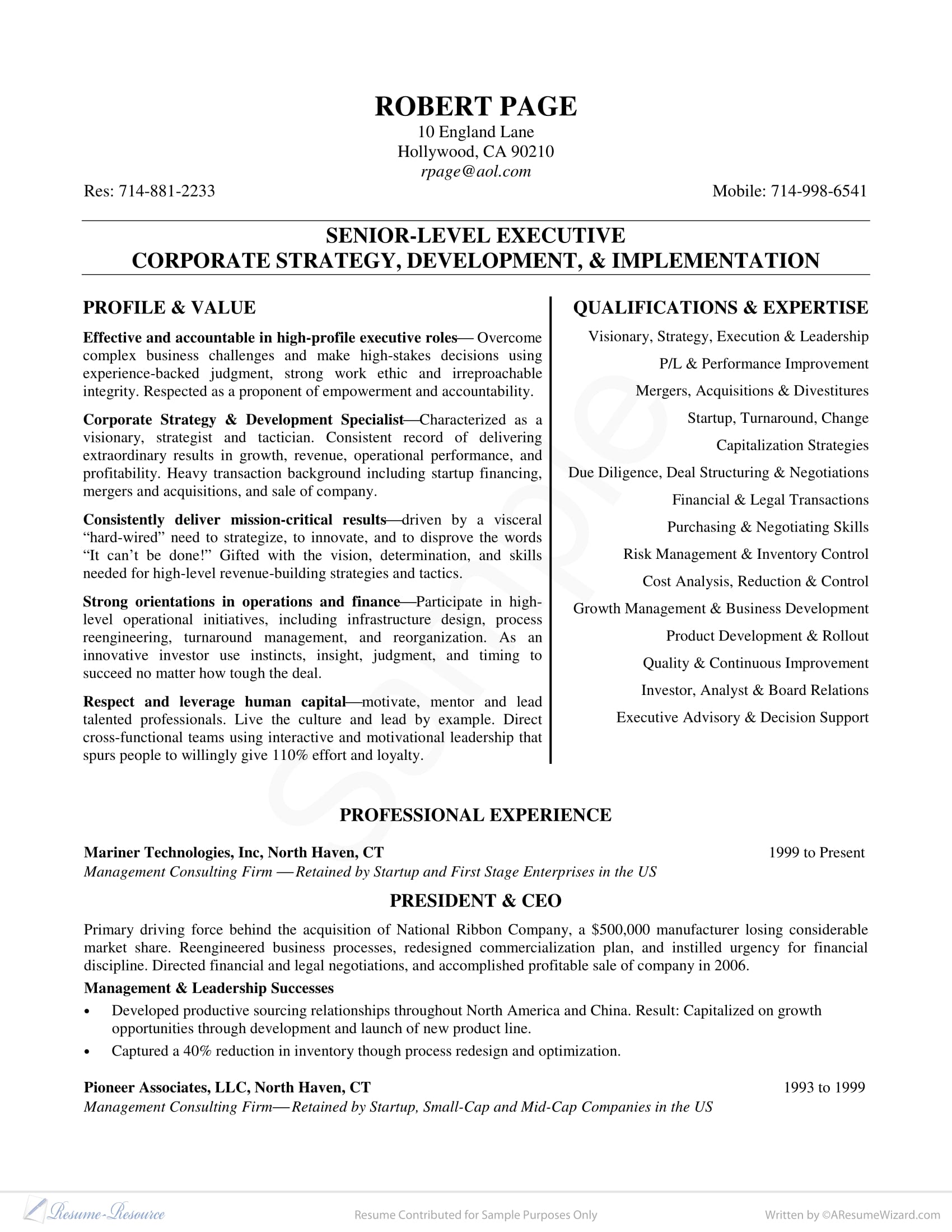 CEO & Founder Resume Example (Free Guide)