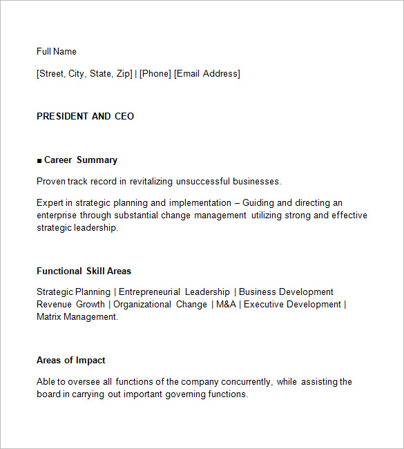 free ceo resume templates google docs