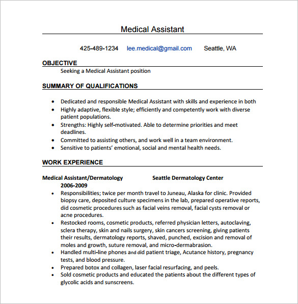 certified medical assistant resume