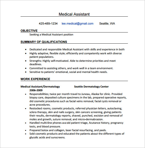 24 Best Medical Assistant Sample Resume Templates WiseStep