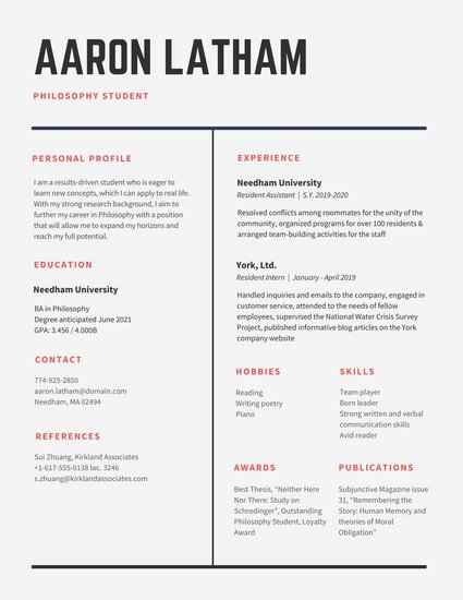 cv tabular form download