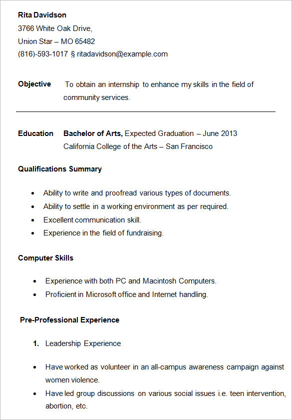 24 Best Student Sample Resume Templates - WiseStep