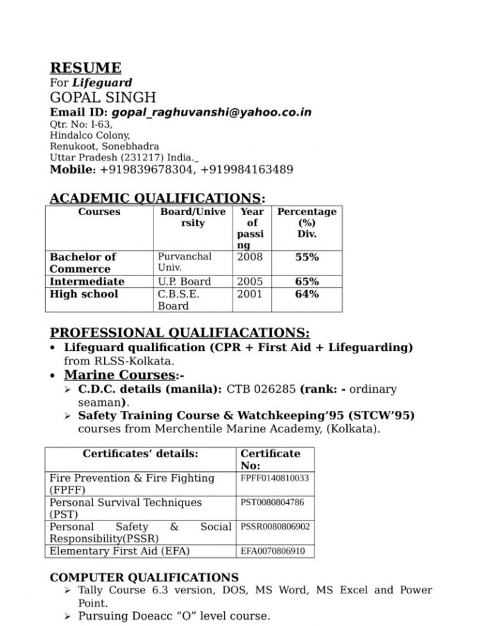 9 Best Lifeguard Resume Sample - Easy Perfect Resume 696x902 