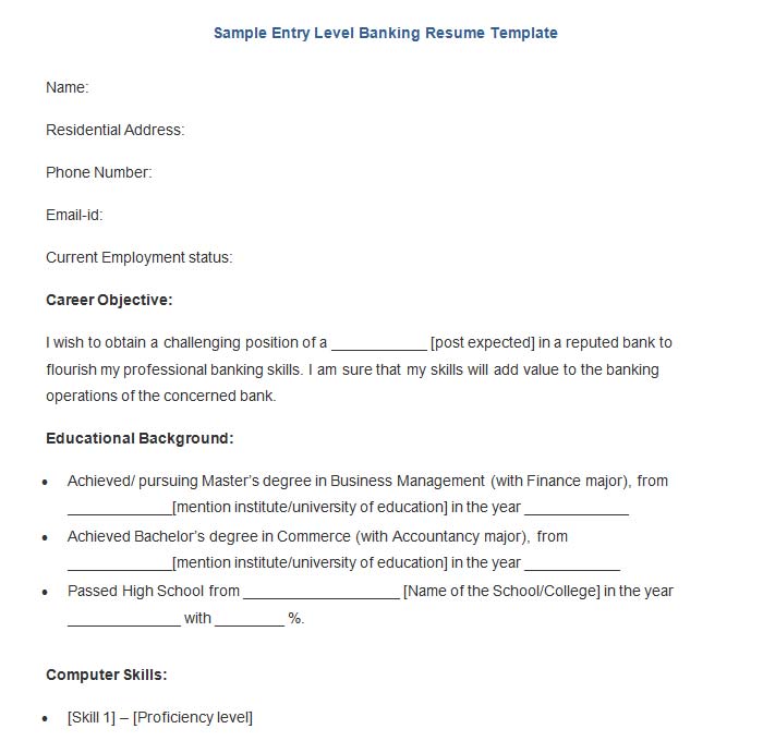 18 Best Banking Sample Resume Templates - WiseStep