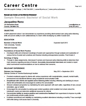 resume format for fresher social worker