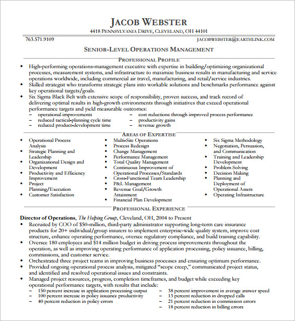 executive resume format