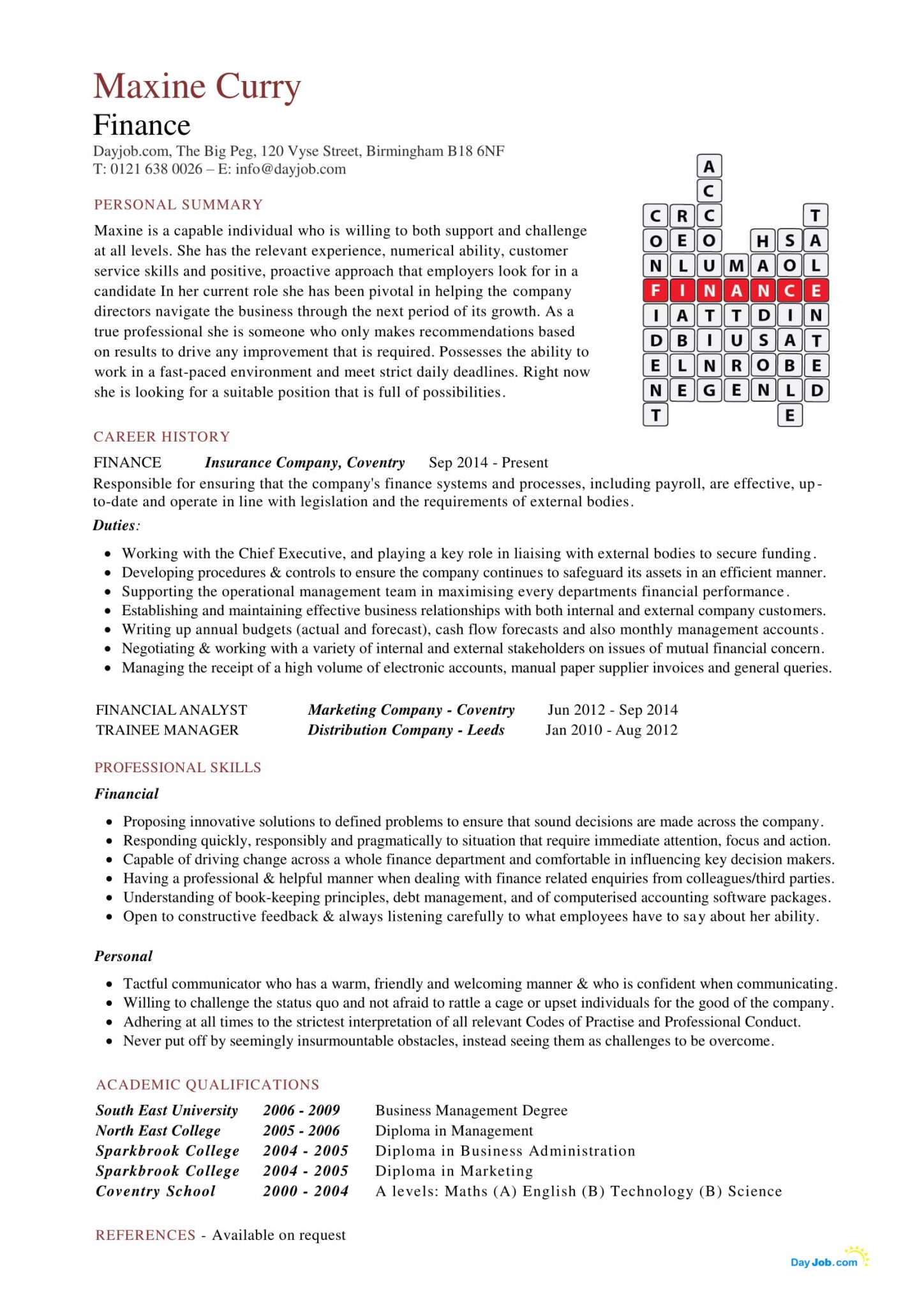 Corporate Finance Resume Template