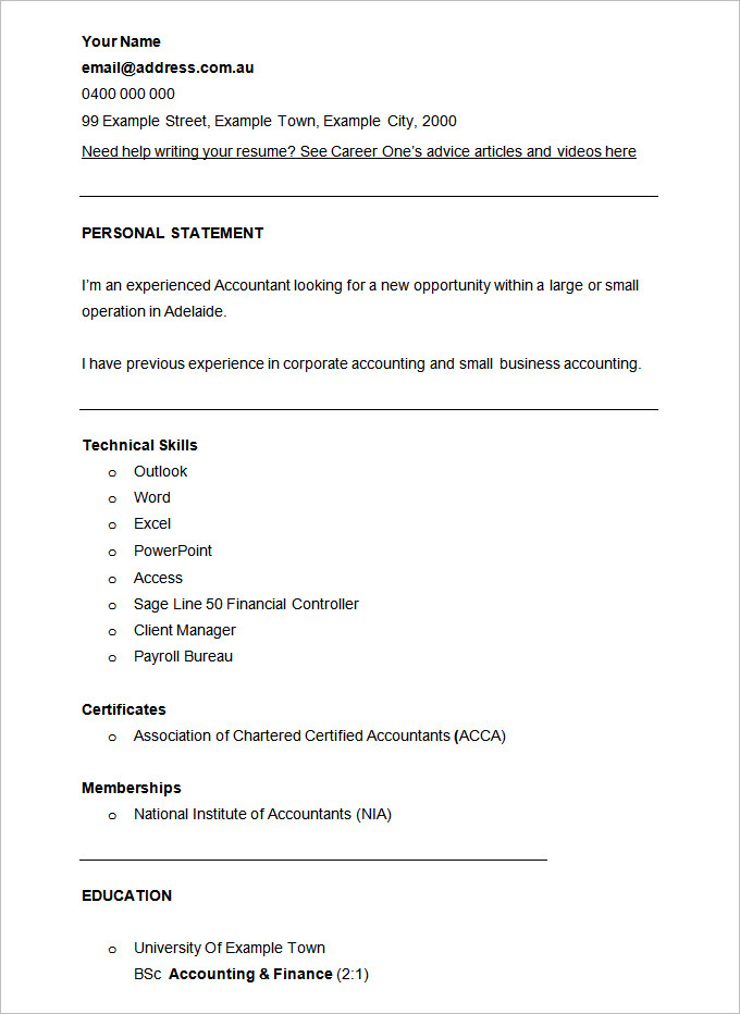 financial accountant cv template