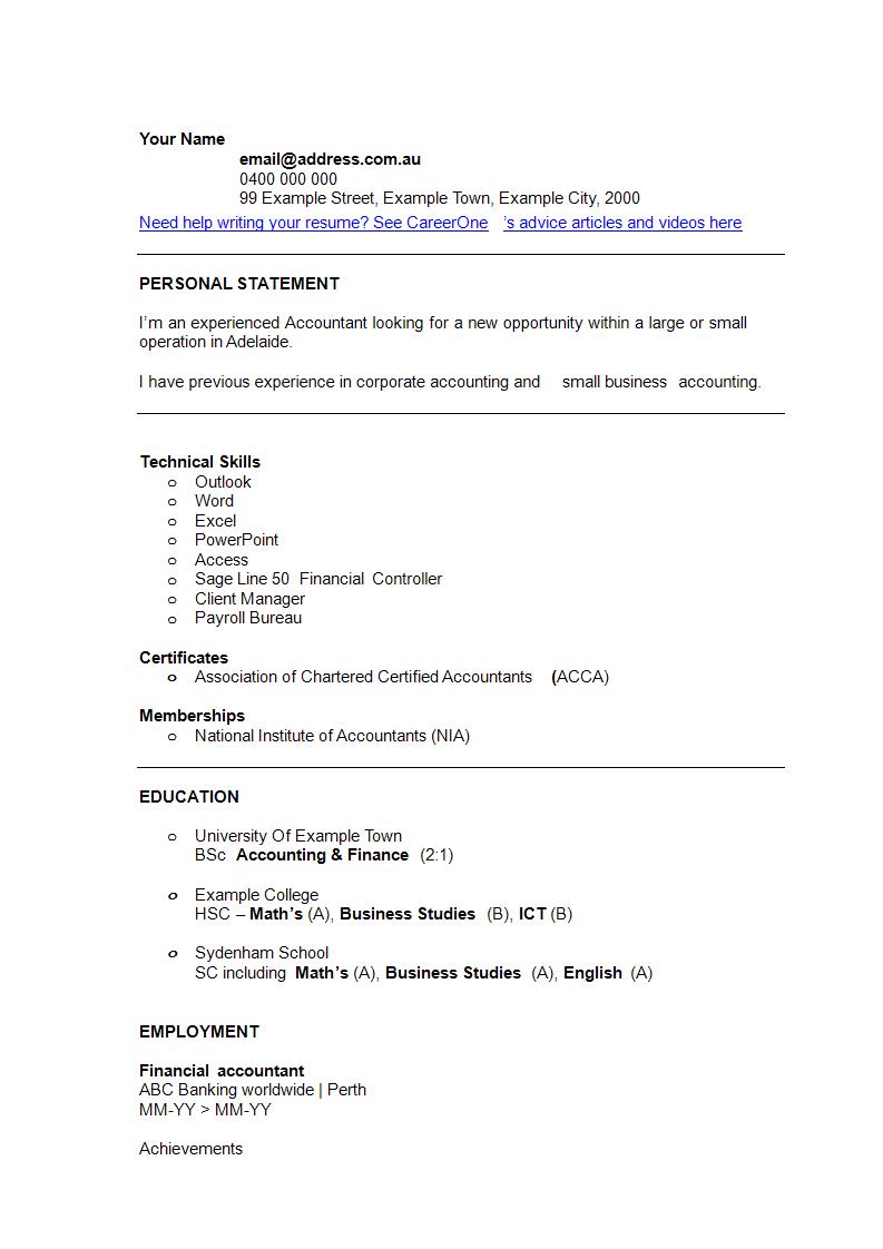 financial accountant resume