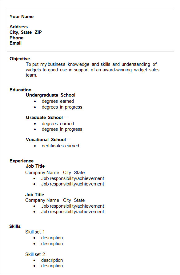 graduate school resume template microsoft word