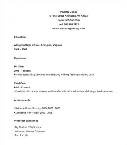 resume templates free for high school students