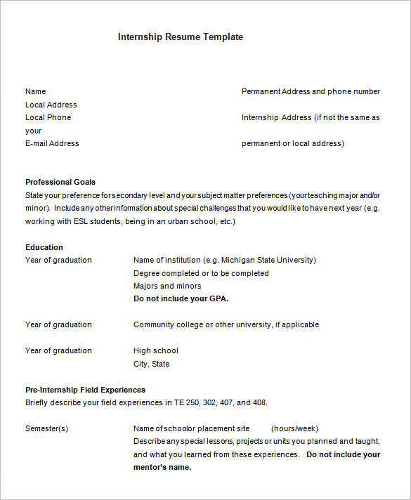 17 Best Internship Resume Templates to Download for Free - Wisestep