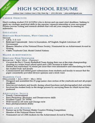 resumes template student high school