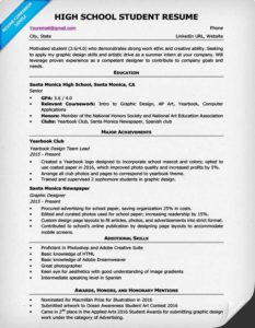 high school student resume