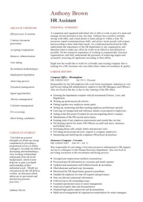 hr assistant resume