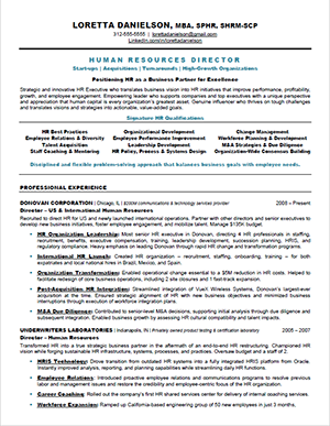 hr resume sample