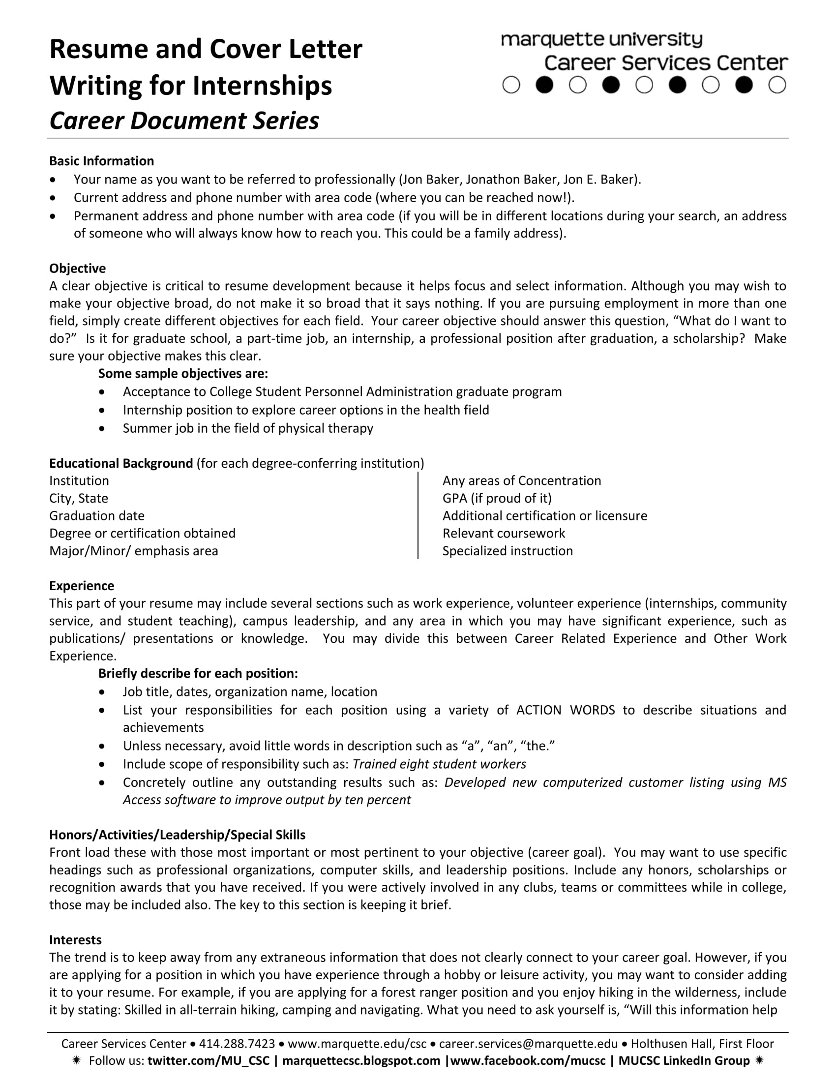 cover letter examples for an internship