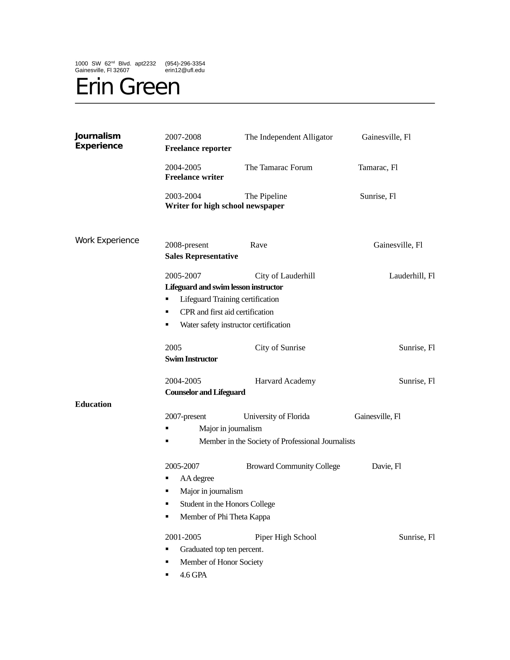 lifeguard resume example