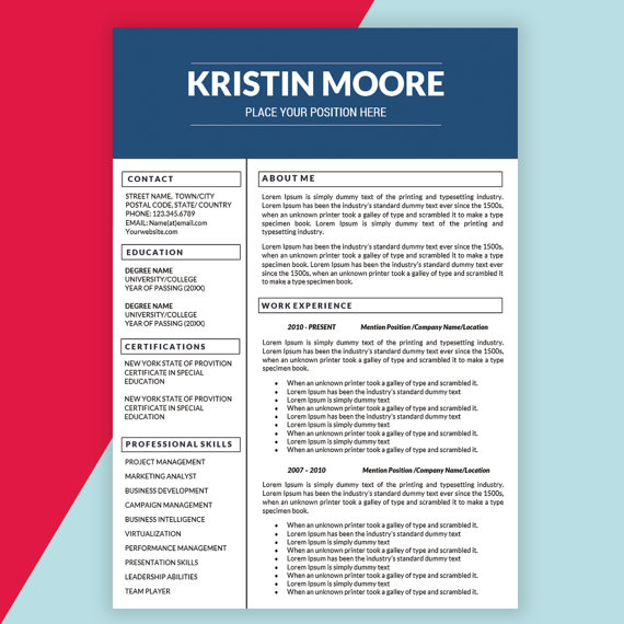 marketing resume format