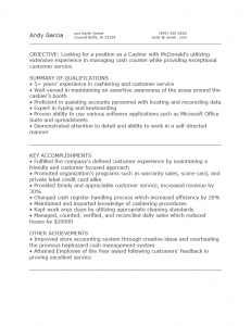 mcdonalds cashier resume