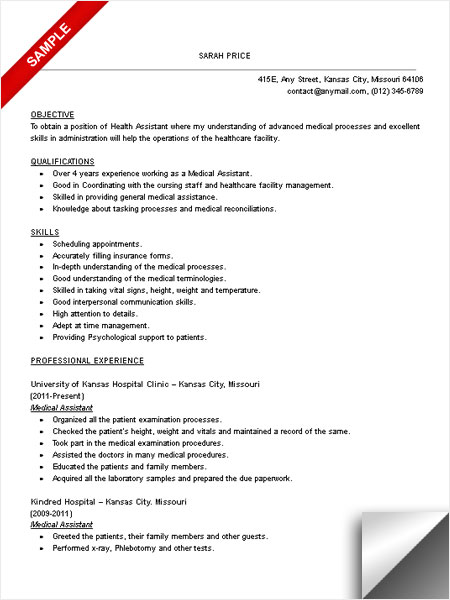 medical assistant resume template free download