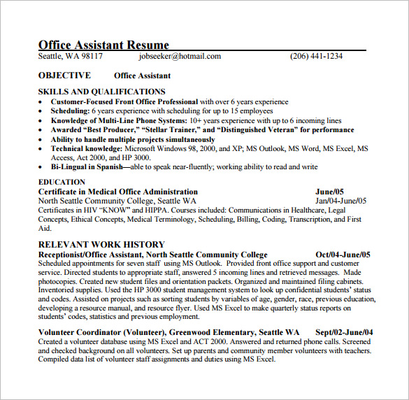 medical office assistant resume template