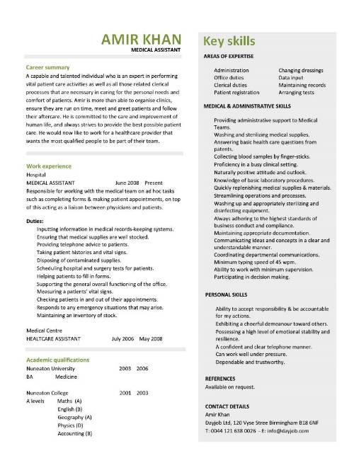 medical resume template