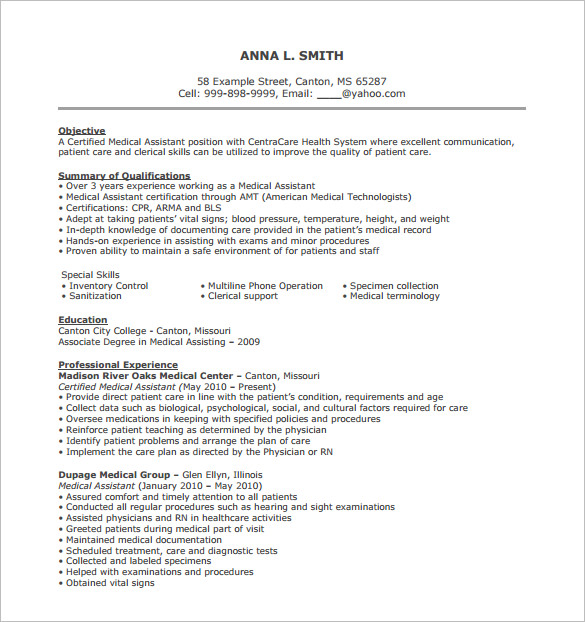 medical support assistant resume