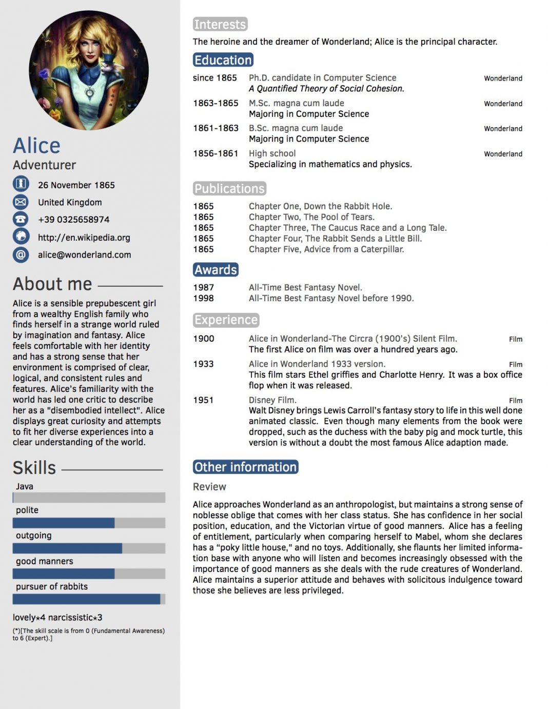 tabular form cv daad