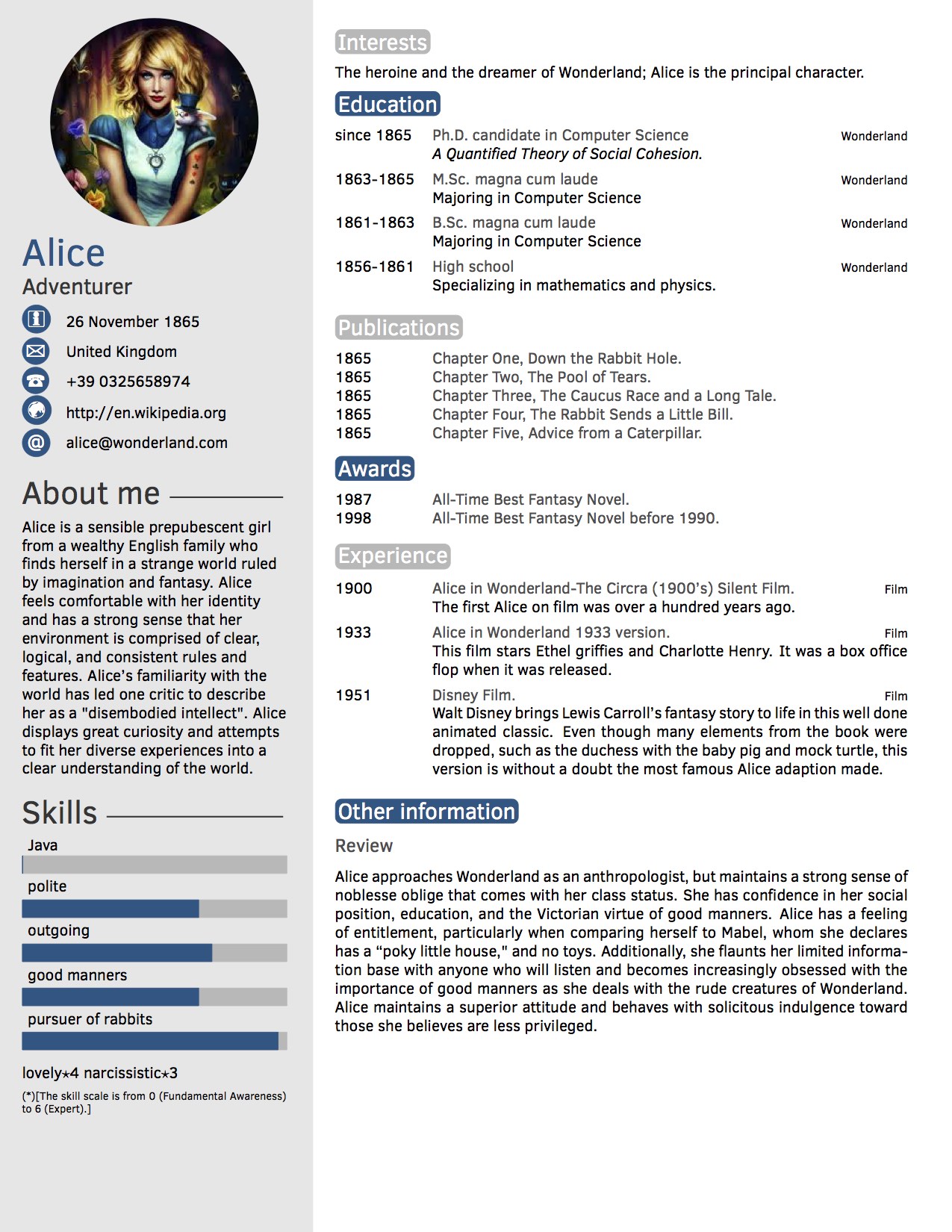 tabular cv