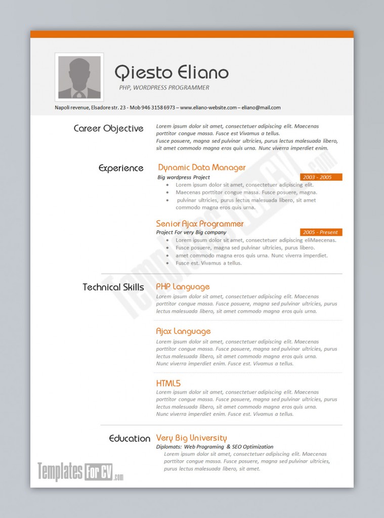 software resume templates