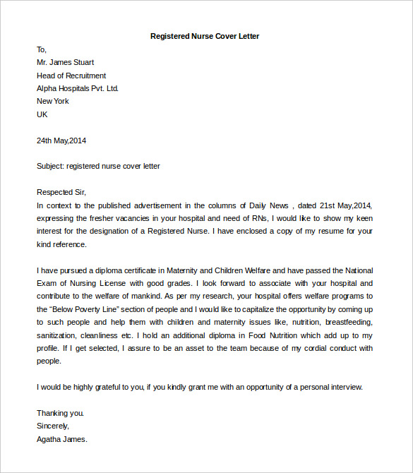 registered nurse cover letter template