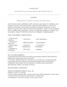 restaurant cashier resume