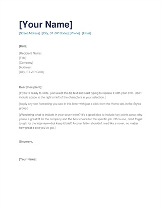 microsoft word resume cover letter template download