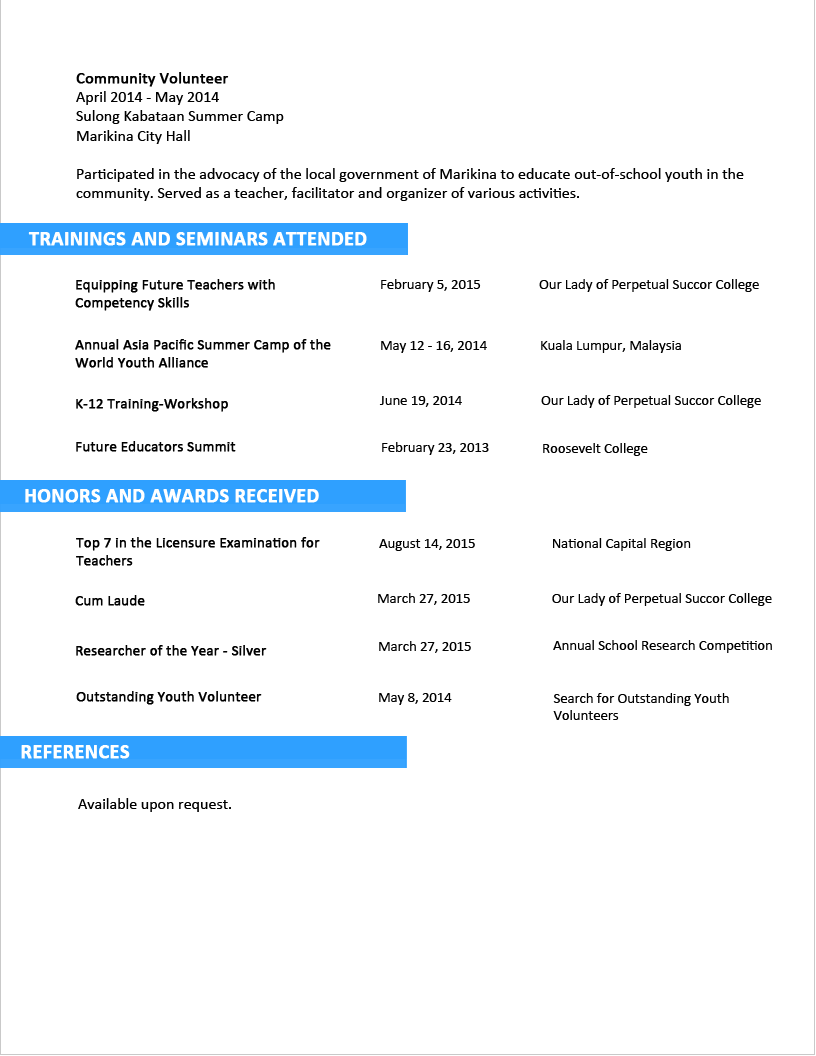 download template cv word fresh graduate