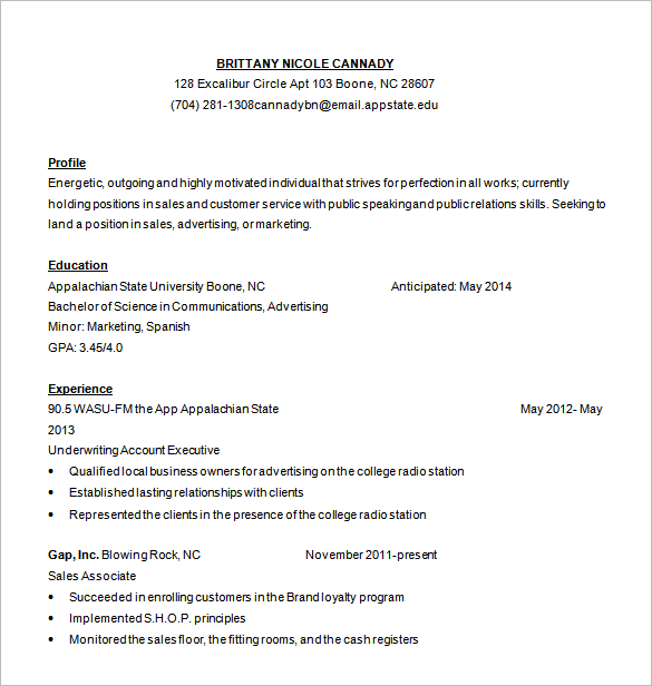 sales customer service resume