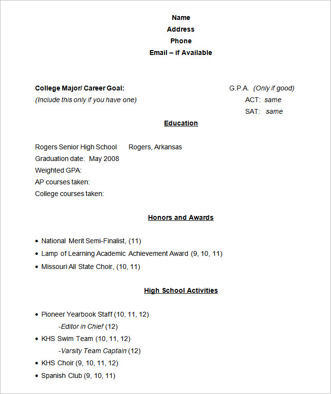 resume format pdf for students