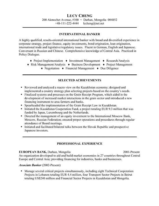 objective on resume for banking position