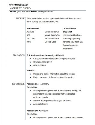 resume templates free download for students