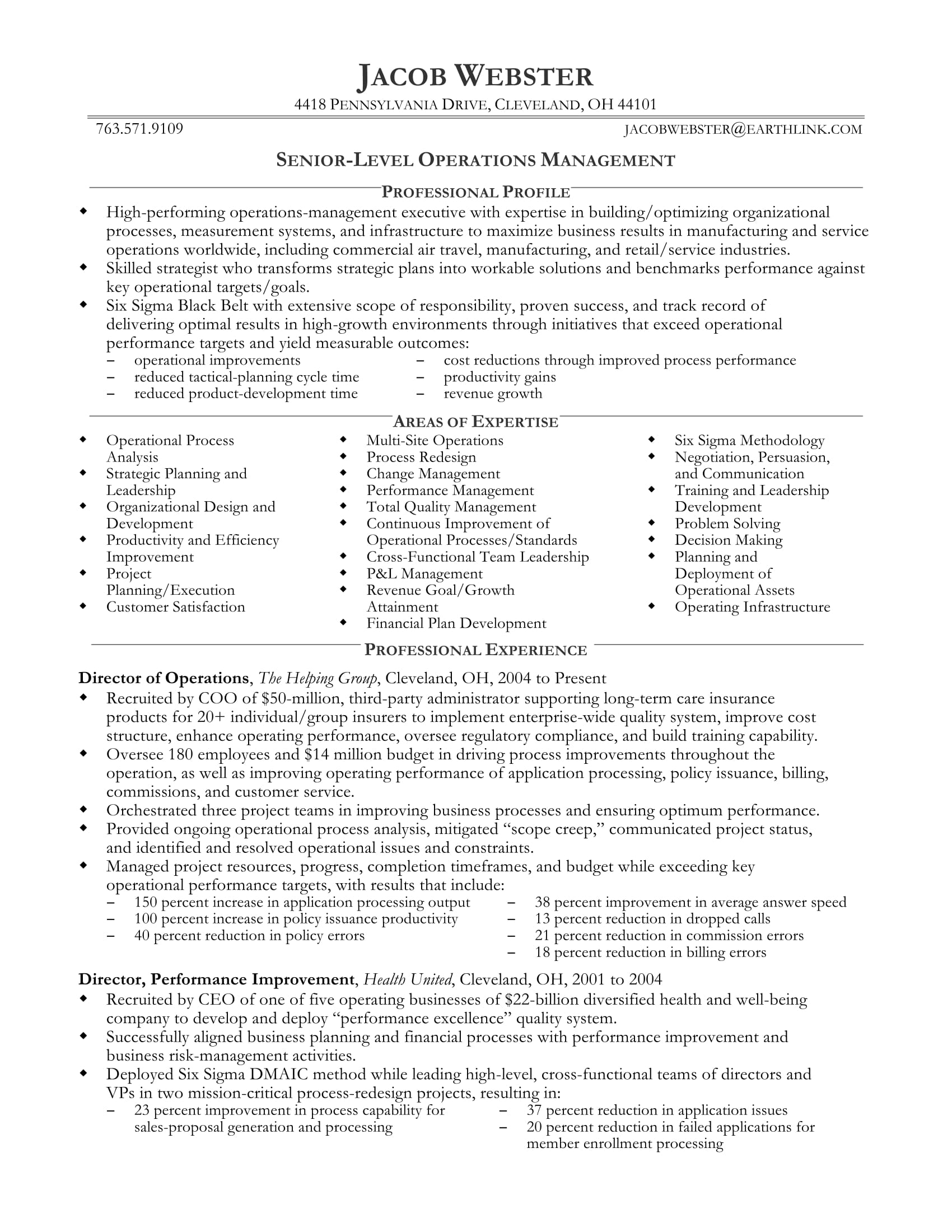 senior professional resume