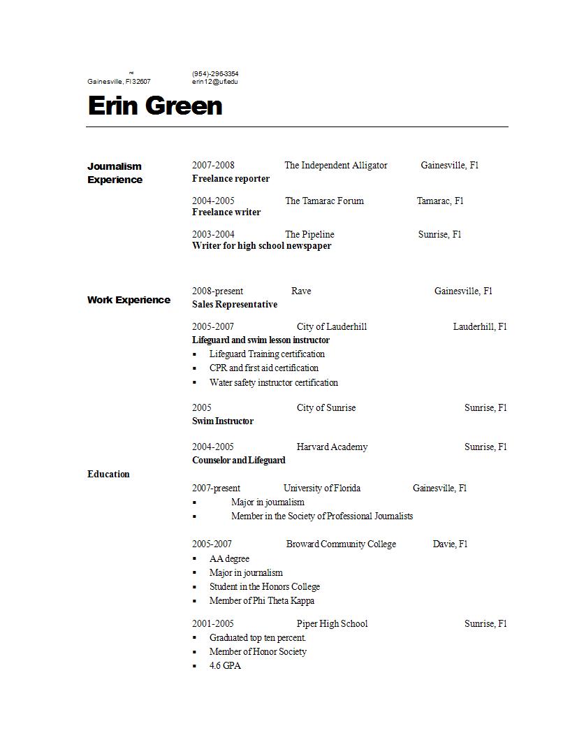 swim coach resume