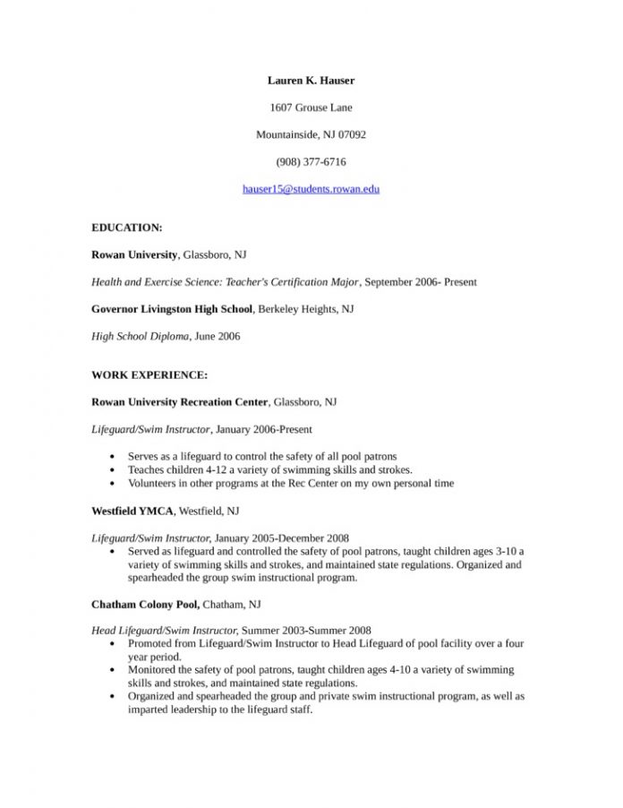 9 Best Lifeguard Resume Sample - Swim Instructor Resume 696x902 