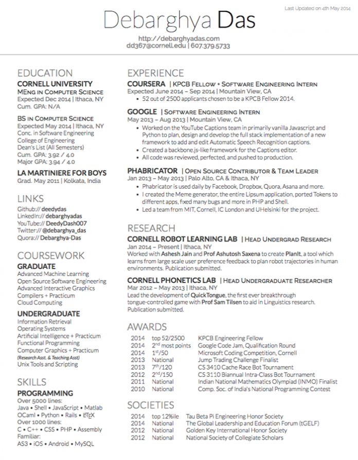 tabular form cv germany template