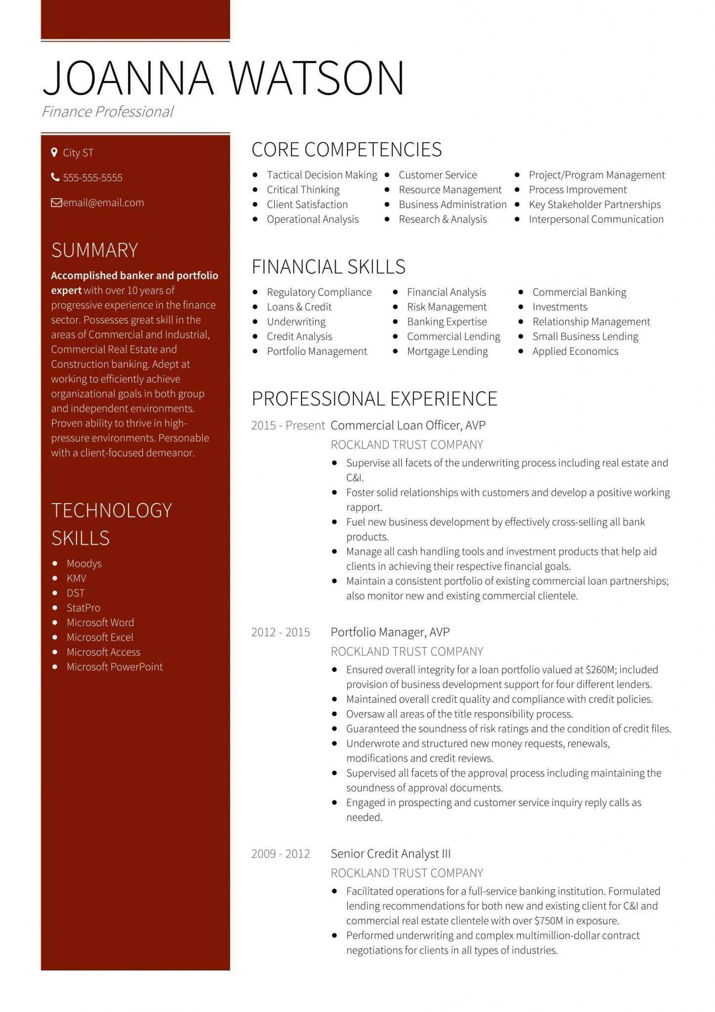 Resume For Bank Job