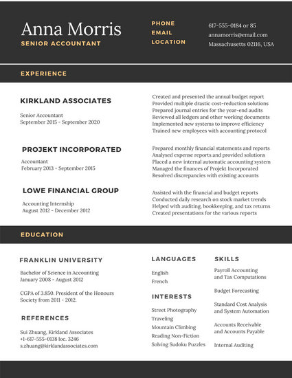 college resume template